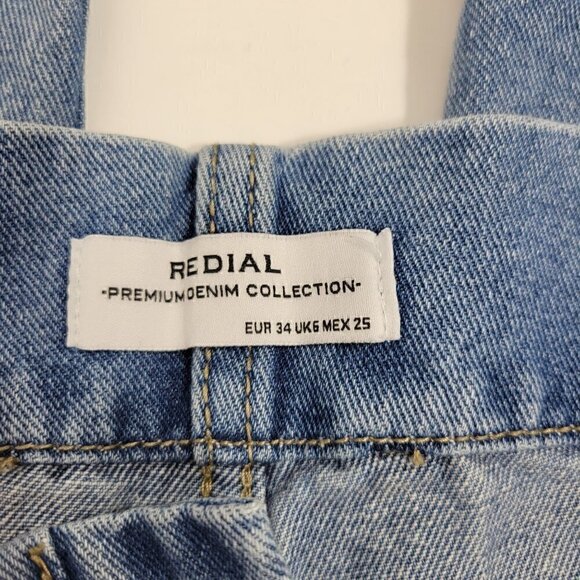 Redial Women's High Rise Paperbag Waist Straight Leg Light Wash Jean Sz 4 (EU34) - Picture 13 of 16